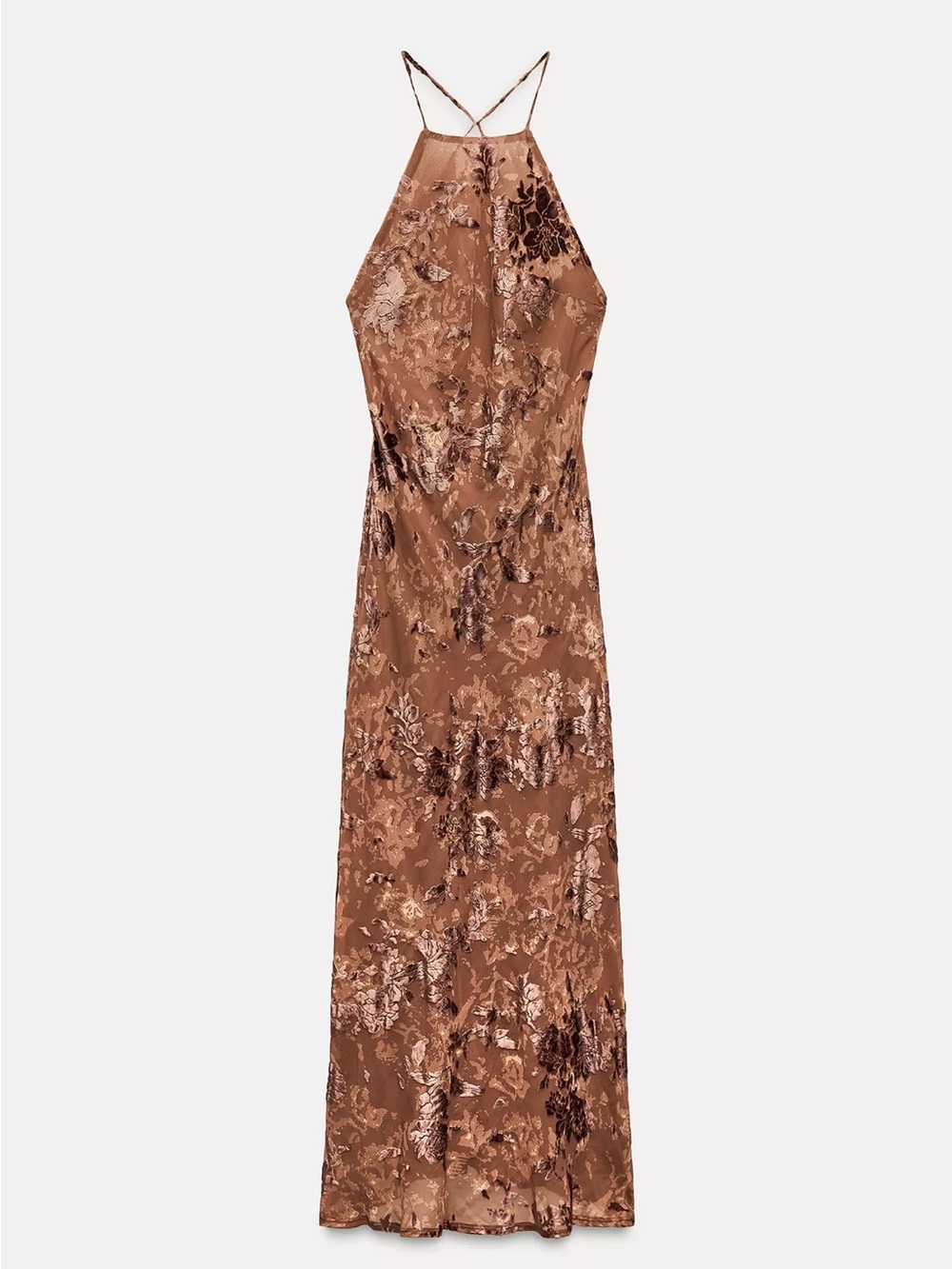 Zara Brown Floral Maxi Dress